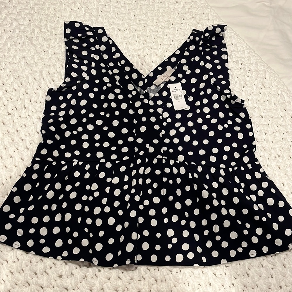NWT Loft Blouse size M peplum top ruffle